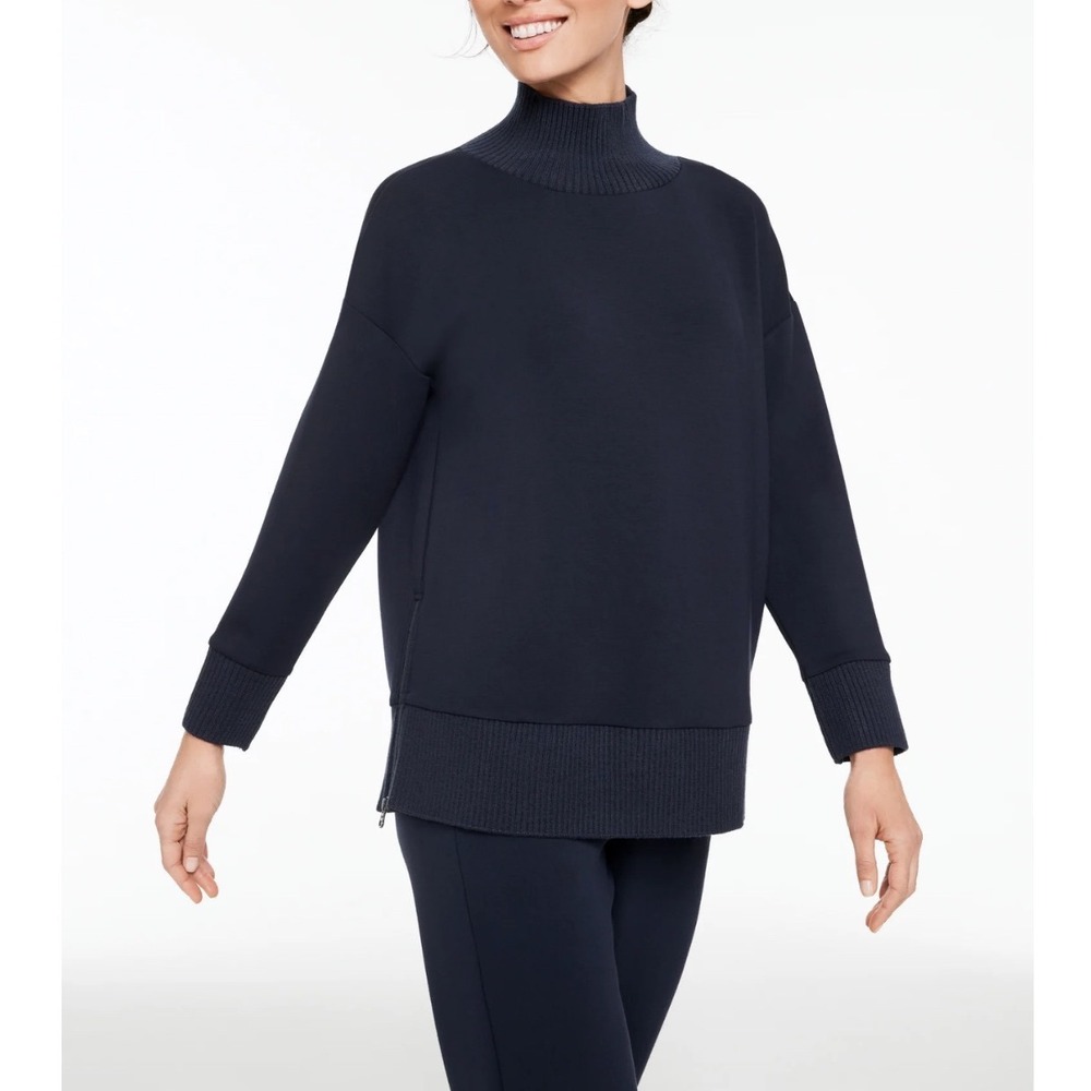 NWT $109 T by Talbots AirKnit Stretch Turtleneck Pullover Navy Plus 1X 58450130